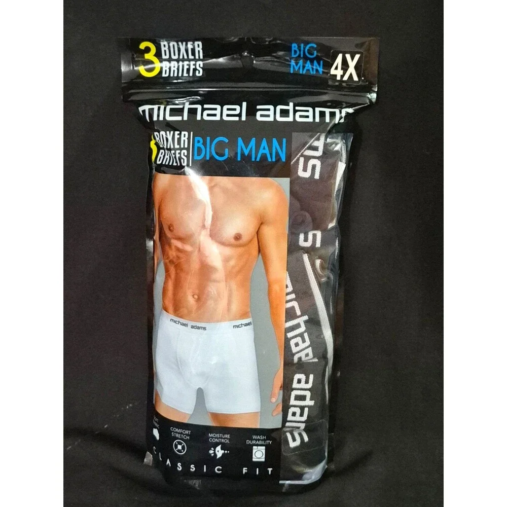 Michael Adams Big Man Size 4X Set Of 3 Boxer Briefs Classic Fit New